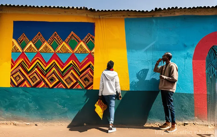 에티오피아의 현대 미술 트렌드 - **Prompt:** A dynamic, wide-angle shot of a bright, sunlit art studio in Addis Ababa. In the foregro...