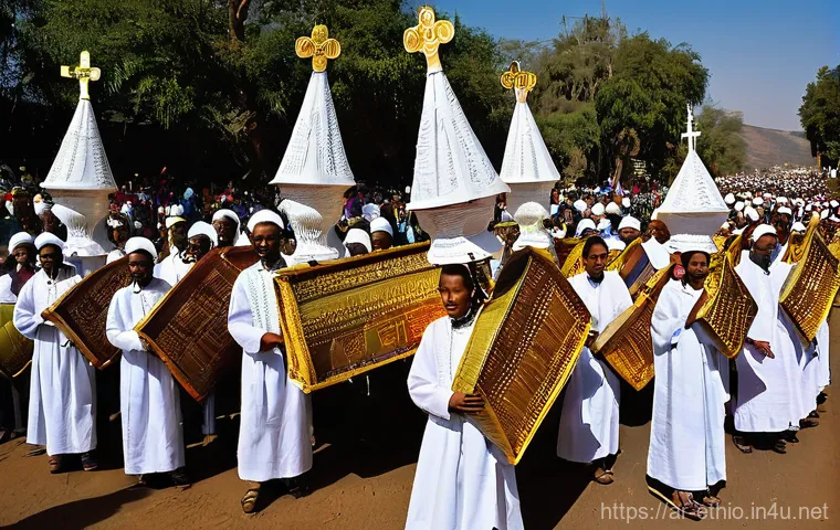 에티오피아 기독교 역사와 영향 - Image Prompt 1: Timkat Festival Procession**