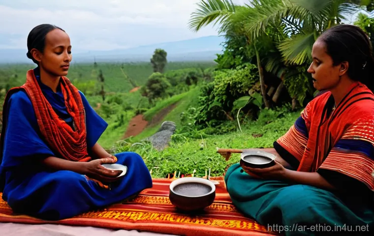 에티오피아에서 전통 음식을 체험하는 방법 - **Prompt 2: The Heart of Ethiopian Spices and Culinary Craft**
    "A close-up, dynamic shot focusin...