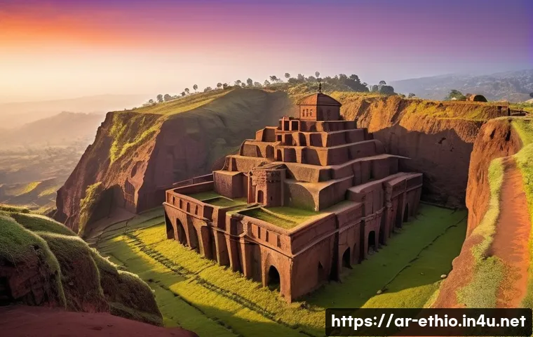 에티오피아의 세계문화유산 목록 - **Lalibela, Ethiopia - The Rock-Hewn Church of Biet Giyorgis at Dawn**
    A breathtaking, wide-angl...