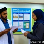 Home 21 에티오피아 방문 시 필수 예방 접종 - A detailed scene of a Middle Eastern traveler consulting with a professional travel health specialis...