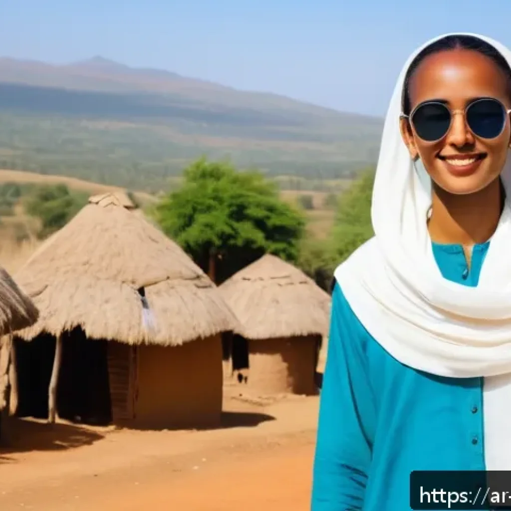 에티오피아 여행 전 준비해야 할 물품 - A culturally respectful traveler in Ethiopia wearing modest, breathable cotton clothing that covers ...