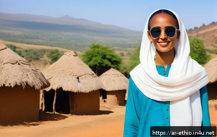 에티오피아 여행 전 준비해야 할 물품 - A culturally respectful traveler in Ethiopia wearing modest, breathable cotton clothing that covers ...